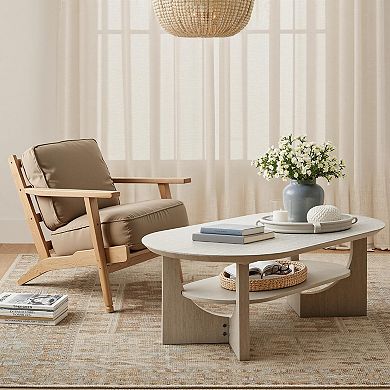 Midcentury Modern 47" Oval Coffee Table with Storage