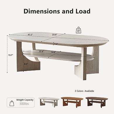 Midcentury Modern 47" Oval Coffee Table with Storage