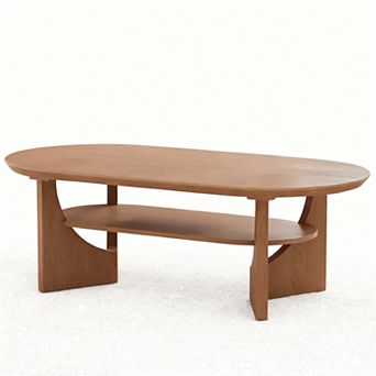 Midcentury Modern 47" Oval Coffee Table with Storage
