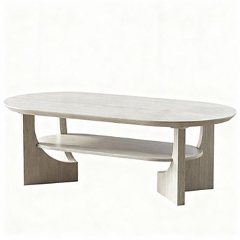 Midcentury Modern 47" Oval Coffee Table with Storage