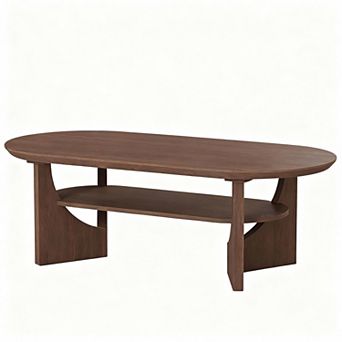 Midcentury Modern 47" Oval Coffee Table with Storage