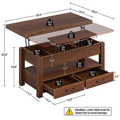 Multi-functional Convertible Coffee Table with Storage