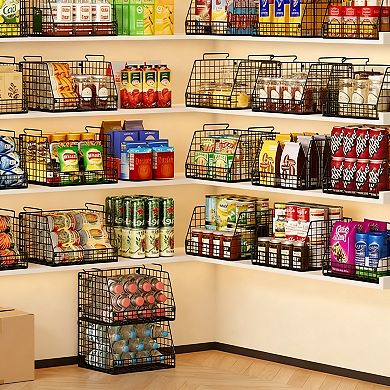 Stackable Wire Baskets: Multi-Purpose Storage for Pantry, Kitchen, Closet, Laundry