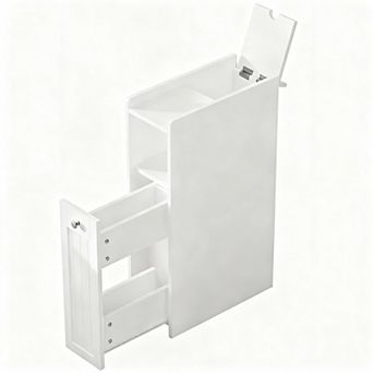 Slim Bathroom Cabinet with Slide-Out Drawer