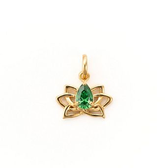 Belinda Jewelz 18k Gold Plated Vermeil Emerald Lotus Charm
