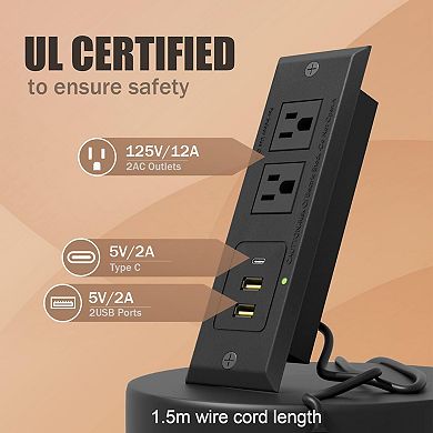 Rustic-style six-drawer bedside cabinet with a charging port, suitable for bedrooms and hallways