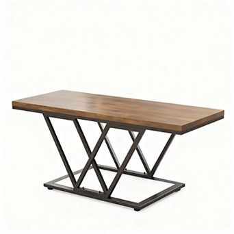 Rustic Style Three-Tier Coffee Table with Storage