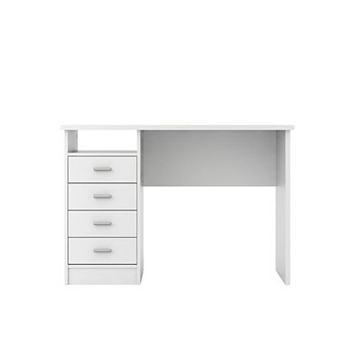 White Desk with 4 Drawers - Modern Office Desk for Storage and Productivity