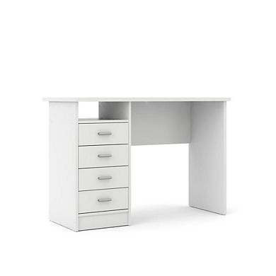 White Desk with 4 Drawers - Modern Office Desk for Storage and Productivity