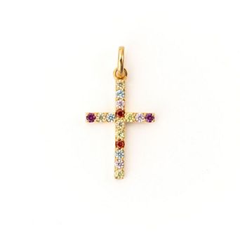 Belinda Jewelz 18k Gold Plated Vermeil Gemstone Cross Charm