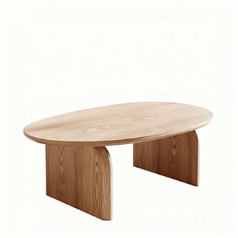 Stylish Modern Oval Coffee Table - Durable Wood, Safe Rounded Edges, Easy Assembly