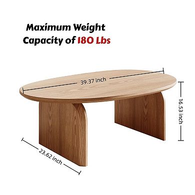 Stylish Modern Oval Coffee Table - Durable Wood, Safe Rounded Edges, Easy Assembly