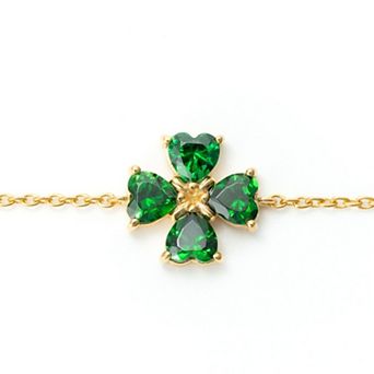 Belinda Jewelz 18k Gold Plated Vermeil Emerald Clover Bolo Bracelet
