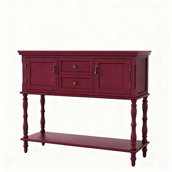 Rustic Console Table with 2 Drawers & 2 Doors, Vintage Style for Living Room, Hallway