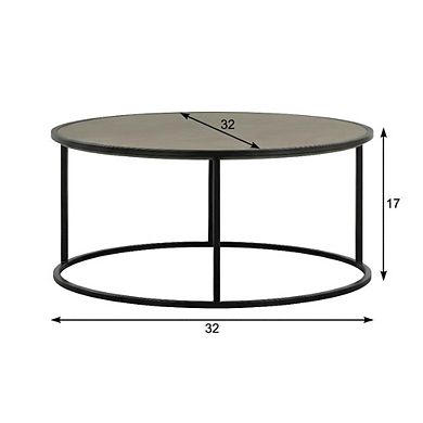 Concrete and Black Metal 2-Piece Nesting Coffee Table Set with Modern Design