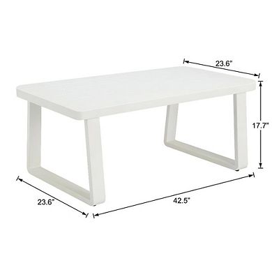 White Aluminum Coffee Table with Modern Rectangle Top and Durable Frame