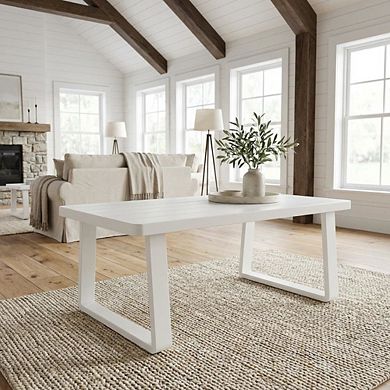 White Aluminum Coffee Table with Modern Rectangle Top and Durable Frame