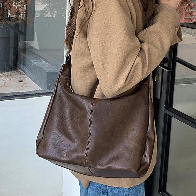 Soft PU Leather Slouchy Tote for Women - Stylish, Adjustable, Vegan