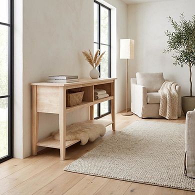 Unfinished Hardwood TV Stand with Spacious Surface for Modern Living