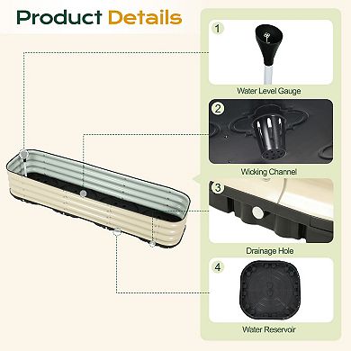 Aoodor Galvanized Raised Garden Bed 63'' Self-Watering Planter Box