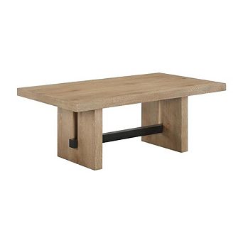 Brown Coffee Table with MDF Top Rubberwood Frame and Iron Legs