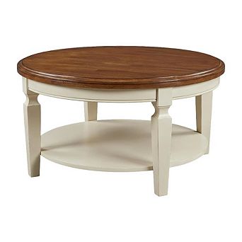 Hickory Shell Round Coffee Table with Parawood Top and Durable Construction
