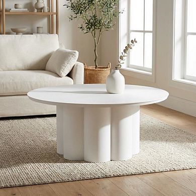 White Round Coffee Table Aluminum Frame Modern Design Aluminum Top