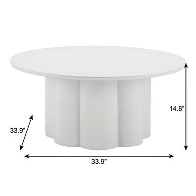 White Round Coffee Table Aluminum Frame Modern Design Aluminum Top