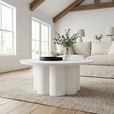 White Round Coffee Table Aluminum Frame Modern Design Aluminum Top