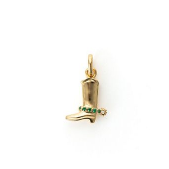 Belinda Jewelz 18k Gold Plated Vermeil Emerald Western Boot Charm