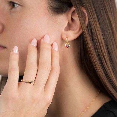 Belinda Jewelz 18k Gold Plated Vermeil Ruby Heart Dangle Huggie Hoops