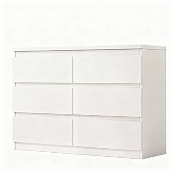 White 6-Drawer Dresser: Modern Design, Ample Storage, Versatile Placement