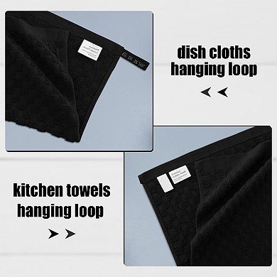Soft & Durable Cotton Kitchen Towels - 8 Pack - 12x12 & 15x25 Inches - Quick Dry - Hanging Loops