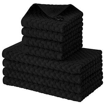 Soft & Durable Cotton Kitchen Towels - 8 Pack - 12x12 & 15x25 in - Quick Dry - Hanging Loops