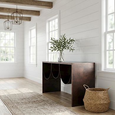 Brown Coffee Table with Tempered Glass and Steel Frame 3 Shelves Modern Design