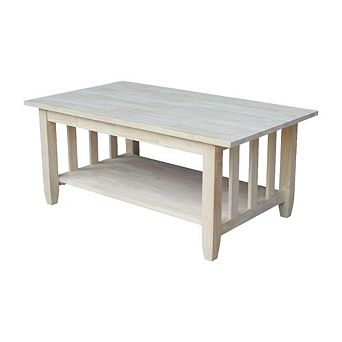 Unfinished Hardwood Coffee Table Tall Design with Durable Construction