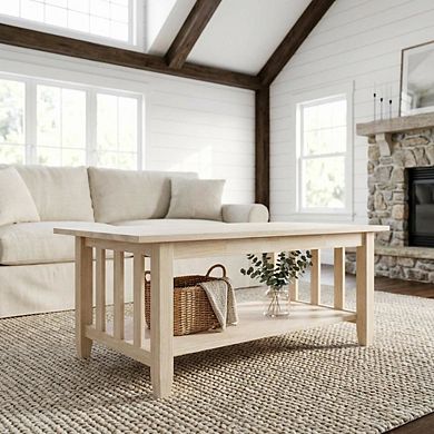 Unfinished Hardwood Coffee Table Tall Design with Durable Construction