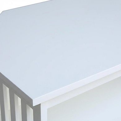 White Hardwood Corner TV Stand with Modern Design and Ample Storage
