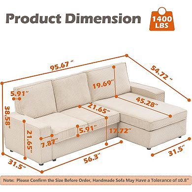 L-Shaped Modular Sectional Sofa