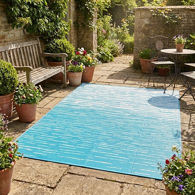 Fashionwu Gradient Washable Modern Waterproof Plastic Bordered Reversible Area Rug for Patio Beach