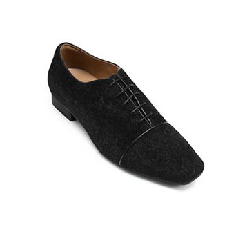 Men's Faux Fur Dress Derby Shoes - Square Toe Vintage Business Casual