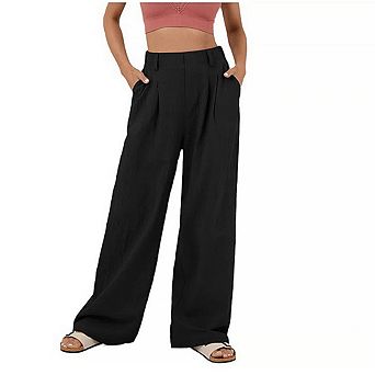 Women's Wide Leg Pants Long Straight Casual Loose High Waist Trousers