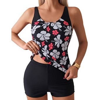 2 pc Women Normal Swimsuit Sets Backless Bathing Adjustable Tankini Tops With Boyshorts