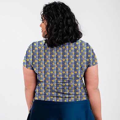 Women's Plus Size Short Sleeve Adele Swim Top and Black Mid-Thigh Swim Shorts Set