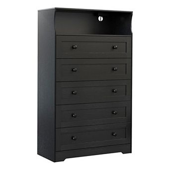 Tall Dresser for Bedroom with LED Lights & Charging Station