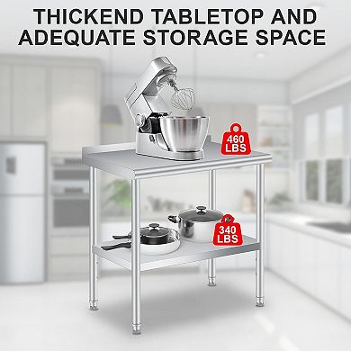 36*24 Inch Stainless Steel Workbench With Backboard And Rounded Corners