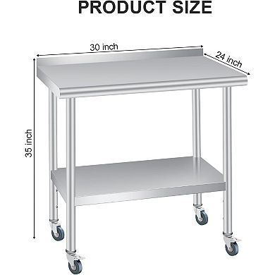 36*24 Inch Stainless Steel Workbench With Backboard And Rounded Corners