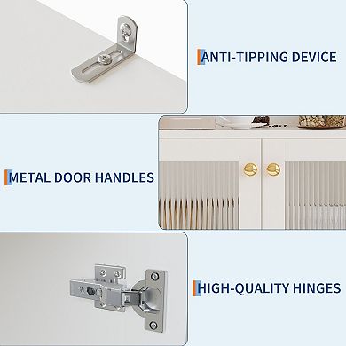 71" Tall Pantry Cabinet with 2 Glass Doors