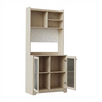 71" Tall Pantry Cabinet with 2 Glass Doors