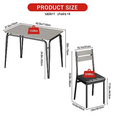 Modern 5-Piece Dining Table Set for 4